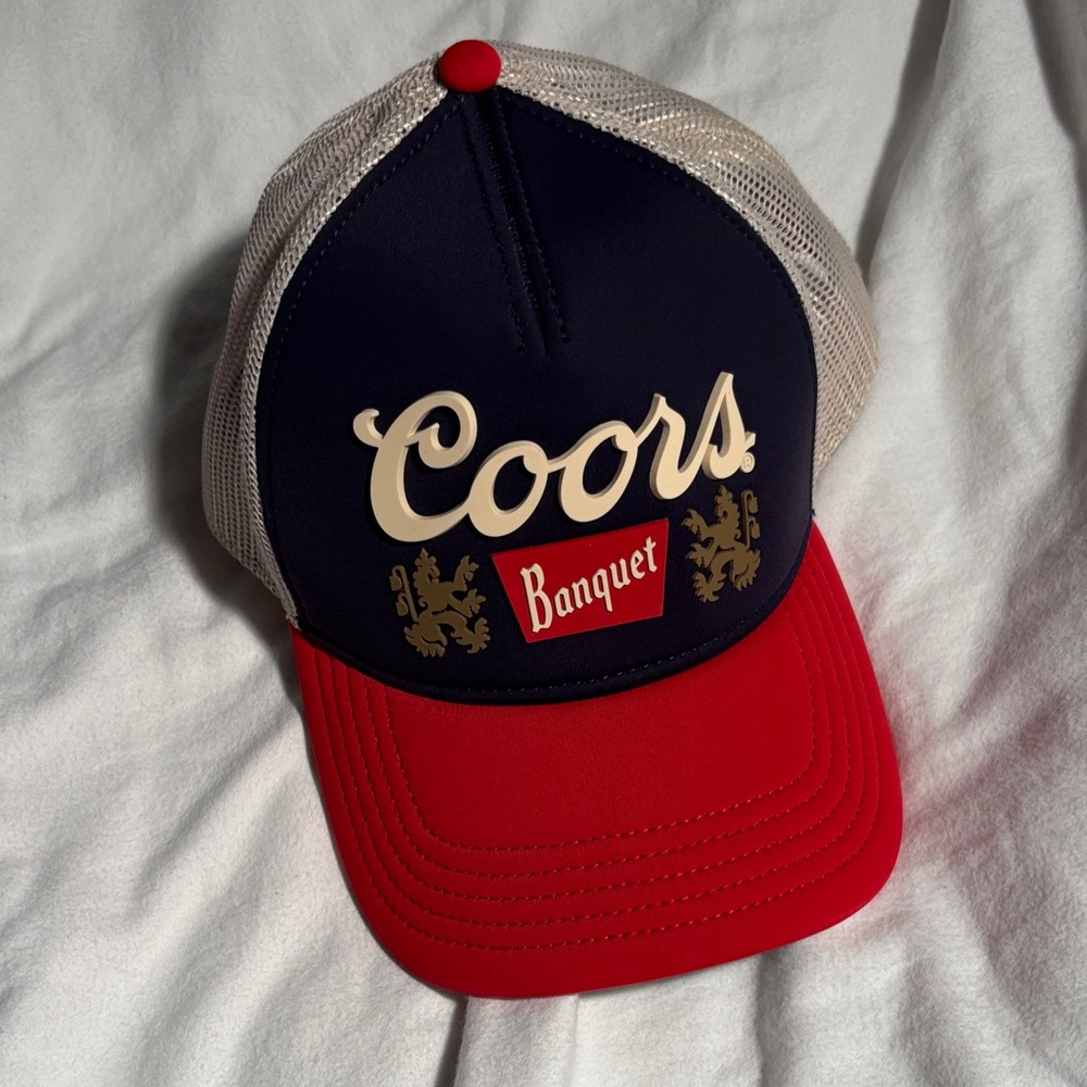 American Needle Coors Mesh Trucker Hat with Red Brim